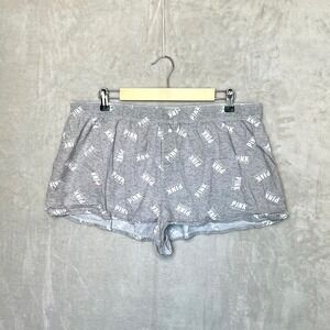 PINK Victoria's Secret XL Sleep Shorts Gray Logo Boxer Y2K Loungewear Coquette